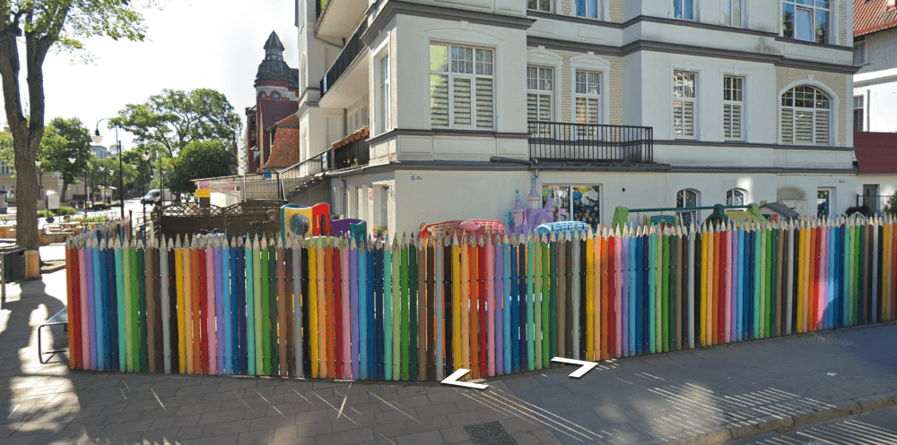 fence made to look like colored pencils