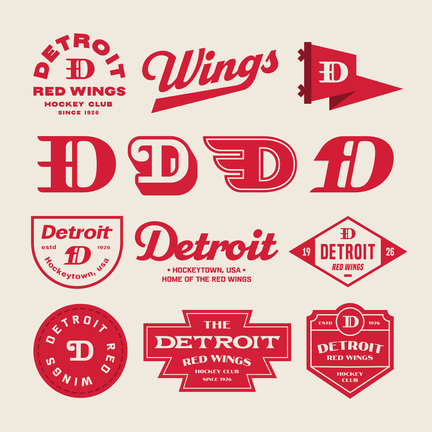 logo designs for detroit red wings by luc suave