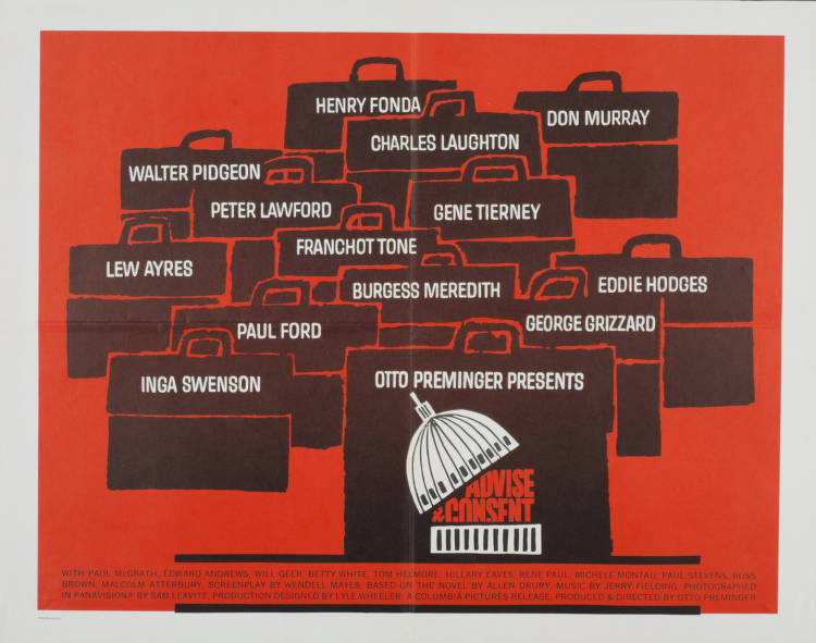 lots of briefcases with actor names on them