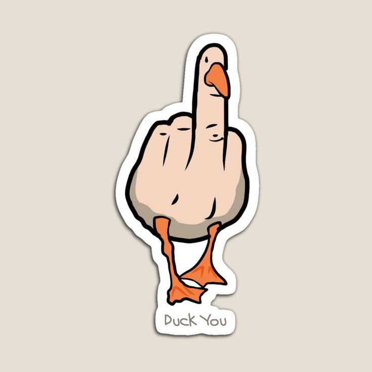 cartoon hand giving middle finger with duck features added on